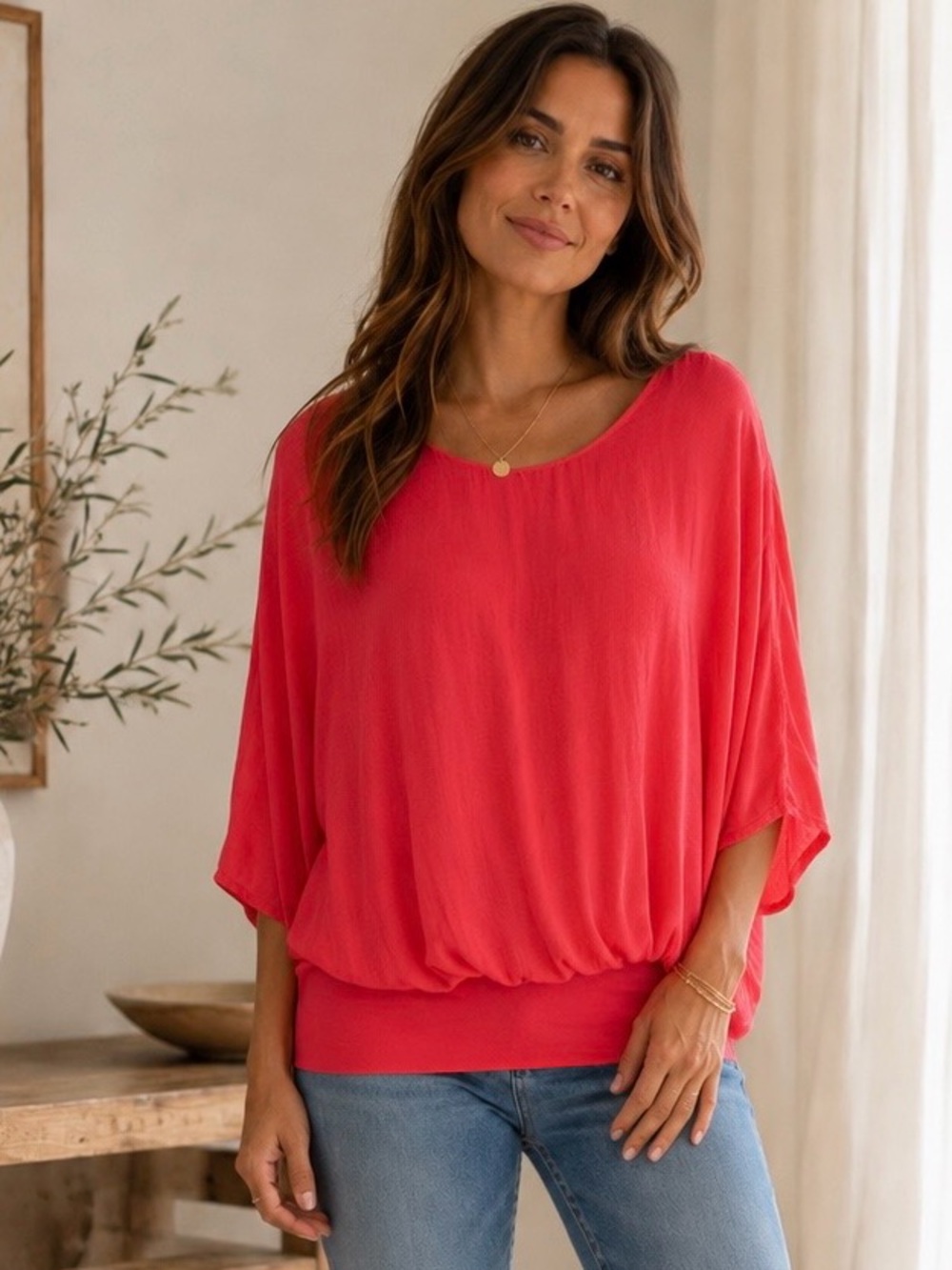 Gigi Moda NWT Silk Blouse Top Dolman Sleeves OSFM